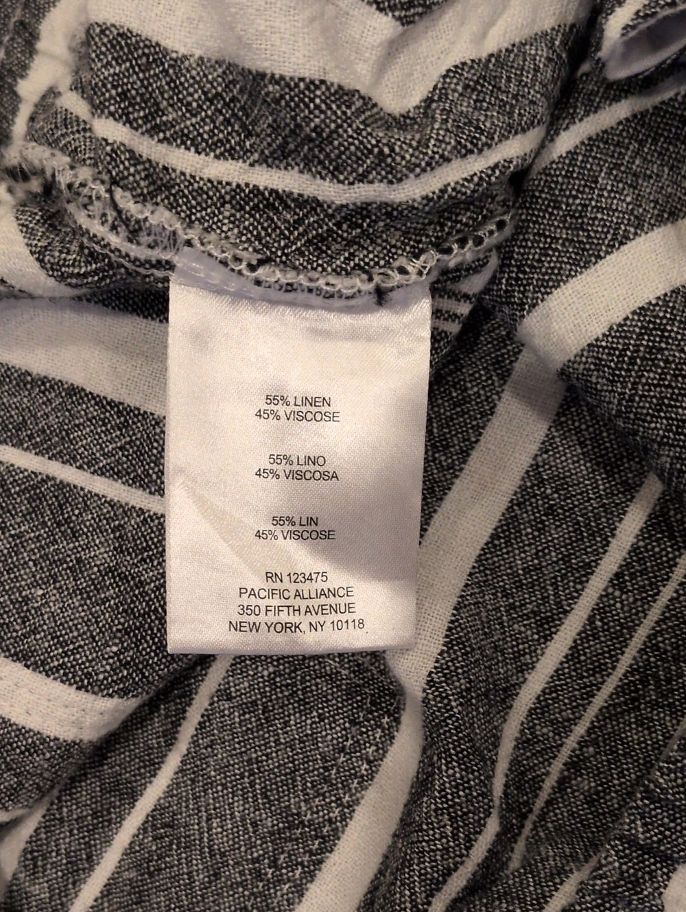 Ellen Tracy Charcy Gray & White Vertical Stripe Linen Blend Pant Large - Picture 4 of 11